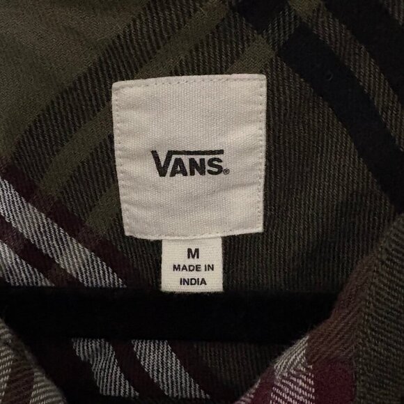 VANS Green Red Black Plaid Button Up LS Medium - Picture 7 of 7